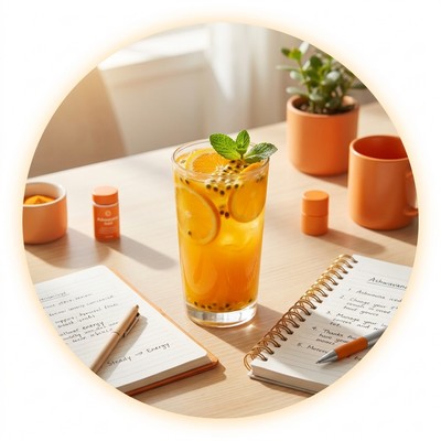 Steady energy with no crash — Ashwavana drink at a productive desk
